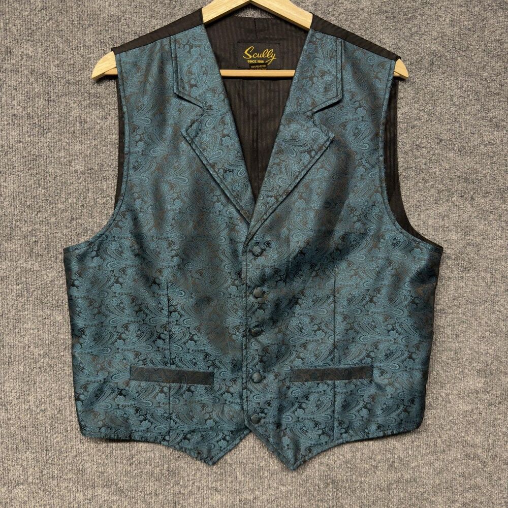 Scully Suit Vest Mens M Blue Paisley Western Notch Lapel Formal Wedding Party